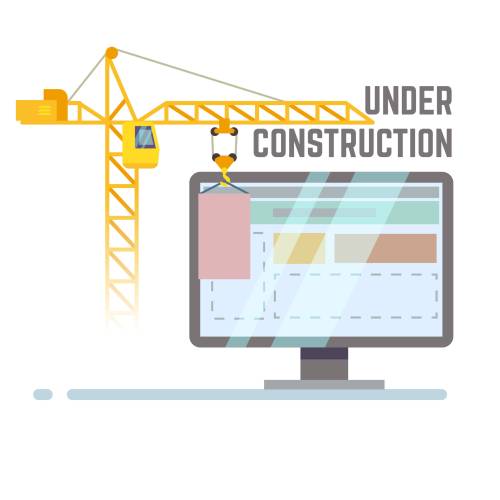 Building under construction web site vector background. Repair web page with crane illustration